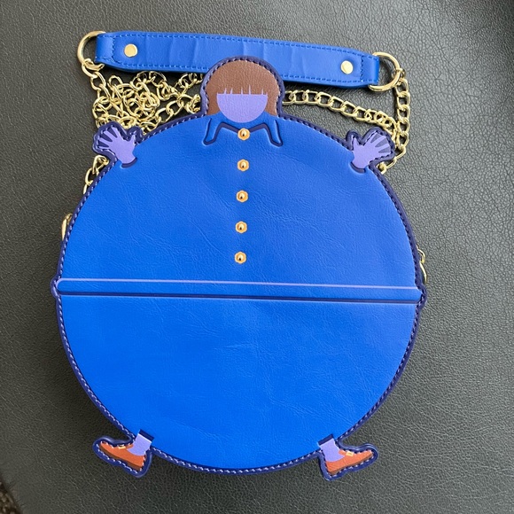 NEW Willy Wonka Violet Blueberry Round Purse With Gold Chainlink Skinny Strap - Picture 3 of 7